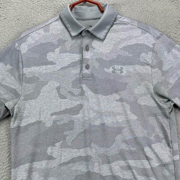 Under Armour Mens The PlayOff Polo Shirt Medium Gray Camo Golf Rugby Performance